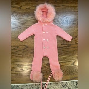 Winter knitted faux fur outfit